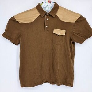 Outlander Shirt Mens Medium Western Brown Craft Flow Short Sleeve Button Up